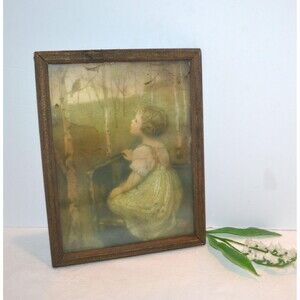 1920s Art Spring Song Print Framed Art Deco Victorian Sepia Accent Size